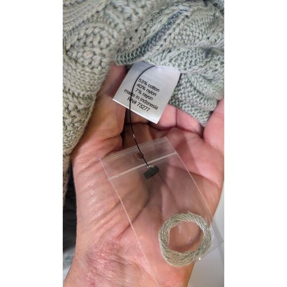 NWT Sonoma Womens XXL Cable Knit Crew Neck Sweater Tunic Seafoam Blue - Picture 8 of 10